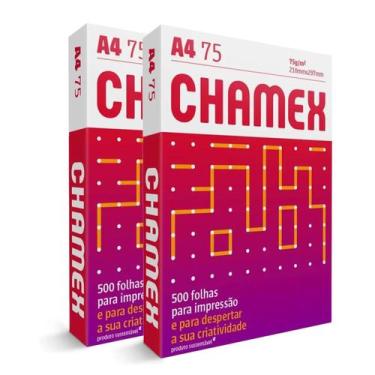 Imagem de Papel Sulfite Folha A4 75g Chamex 2 Pacotes 500 Folhas 210x297mm Branc