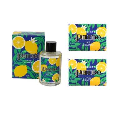 Imagem de Kit Colônia Limão Siciliano 200ml + 2 Sabonete Em Barra Phebo 100g