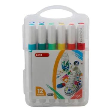 Imagem de Kit Canetinha 12 Cores Marcador De Tinta Acrílica Caneta 12 Cores - Bo