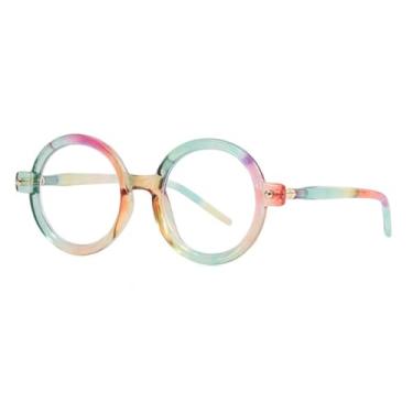 Imagem de HCPIHF Óculos redondos femininos de duas cores da moda, armação retrô masculina (tamanho único/4)