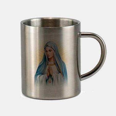 Imagem de Caneca de Inox Premium Prateada 400ml Santo Nossa Senhora de Fatima Ig