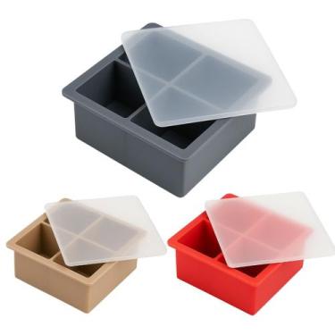 Imagem de Forma De Gelo Quadrada De Silicone Cubos 4,5cm Drinks Frutas Congelada