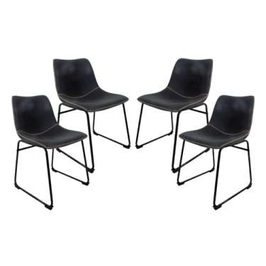 Imagem de Kit 04 Cadeiras Estofadas para Sala de Jantar Mesa Cozinha Moderna Luxo Munich Pretas