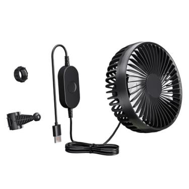 Imagem de IEUDNS Fã de carro USB 12V 24V Backseat Backseat Rotatable Headrest Mount Air Circulation Fan 3 Speed ​​Ajuste para caminhão SUV Van Home RV, Preto