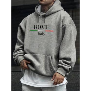 Imagem de Moletom Masculino Basico Estampa Roma Dia A Dia Academia - Qualidade M