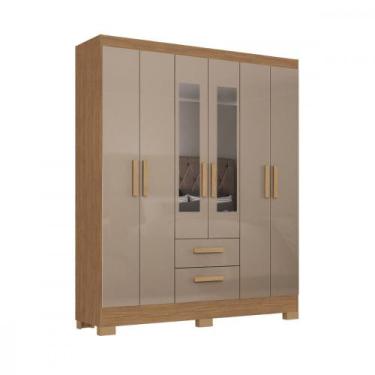 Imagem de Guarda Roupa Casal com Espelho 6 Portas Fortaleza Amadeirado Reflecta 