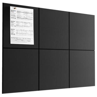 Imagem de MaxGear Quadro grande de cortiça para parede de 91 cm x 61 cm, quadro de avisos preto, pacote com 6 azulejos de parede de feltro com pinos, quadros de cortiça para escritório placa de pinos de