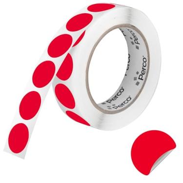 Imagem de Perco Etiquetas adesivas redondas vermelhas de 2,5 cm com adesivo removível - 1.000 etiquetas por rolo - Cores vibrantes, forte adesão - Feito nos EUA