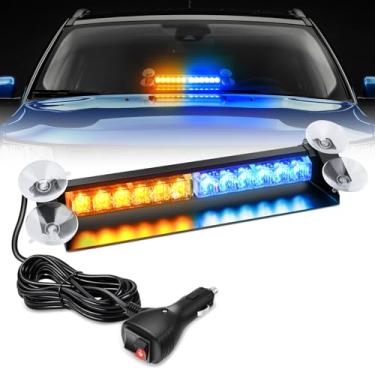 Imagem de Nilight 12LED Traffic Advisor Barra de luz estroboscópica azul âmbar aviso de emergência perigo segurança painel dianteiro/traseiro luzes piscando para carros, caminhões, polícia, bombeiro, arado