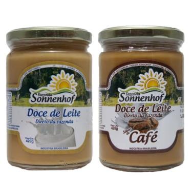 Imagem de Doce de Leite Cremoso Pastoso - 1 Puro + 1 com Café 420g cada - Fazenda Sonnenhof