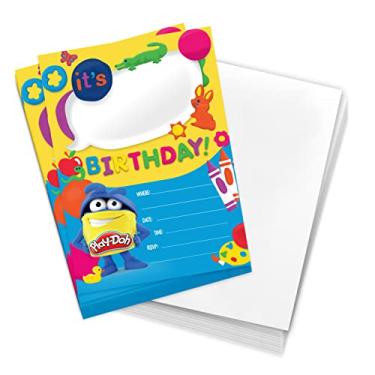 Imagem de Desert Cactus Play Doh Cartões de convites de feliz aniversário 10 unidades com envelopes meninos meninas festa infantil (estilo A)