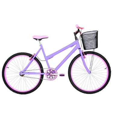 Imagem de Bicicleta Feminina Aro 26 Mtb Alumínio Colorido Cor Lilás E Rosa