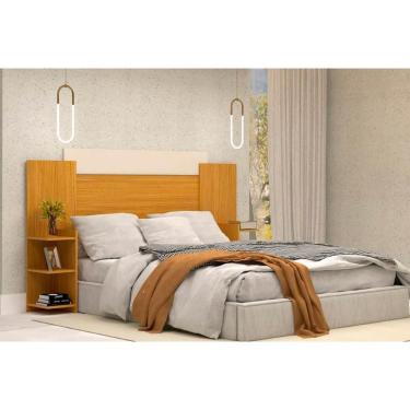 Imagem de Cabeceira Cama Box Madeirado Queen Isabela 6 Prateleiras Nature/off White - Acp