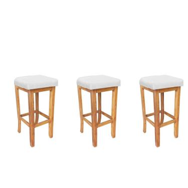 Imagem de Kit 03 Banqueta Alta Ben Gourmet Balcão Bistrô Cozinha Sintético Branco - Amey Decor