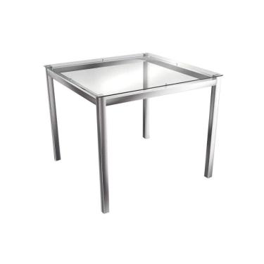 Imagem de Mesa De Sala Jantar Reno M002 Aço C-tampo Vidro 90x90cm Cromada - Kappesberg