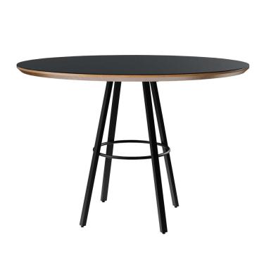 Imagem de Mesa De Jantar Boston Class Aço Carbono Preto Redonda Nozes 1.30 Cm Vidro Preto