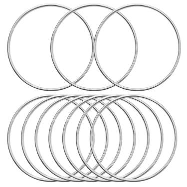Imagem de 10 peças de anéis de metal de 10 polegadas para artesanato argolas de prata florais argolas de macramê anéis para artesanato faça você mesmo suprimentos de apanhador de sonhos de macramê (prata, 4 polegadas)