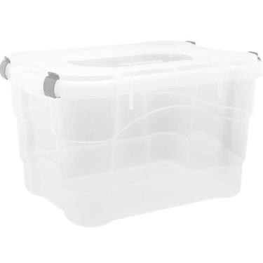 Imagem de Caixa Organizadora 45L c/ Tampa Trava Resistente Versátil p/ Roupas Br