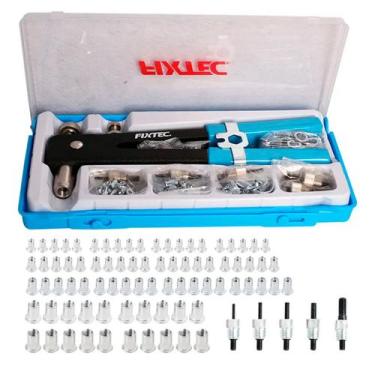 Imagem de Rebitadeira Jogo Roscas Manual M3 M8 Fixtec FHRG0011 Aço 86 Peças
