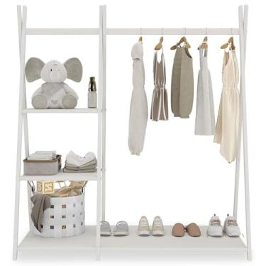 Imagem de IDIMEX Guarda Roupa Infantil Branco Arara Madeira Montessori Lotte