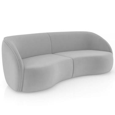 Imagem de Sofá 4 Lugares Para Sala Living Orgânico 288cm Eron M03 Veludo Cinza -