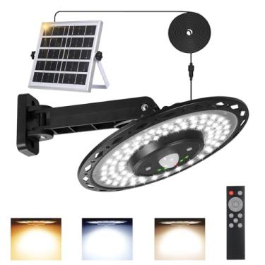 Imagem de Lixada Luminária Pendente Solar Para Áreas Internas E Externas, Lustre Com 180 Leds, Lâmpada Sensor De Movimento Parede, À Prova D'Água Ip65, Luzes Suspensas Controle Remoto Gazebo, Garagem, Celeiro