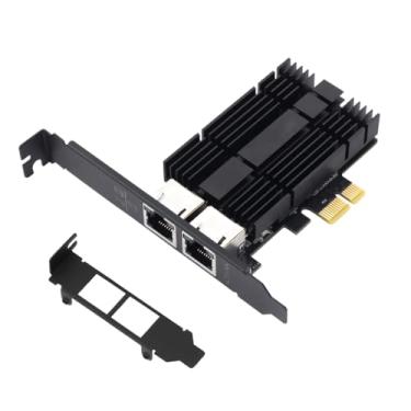 Imagem de Placa de rede de 2,5 GB, adaptador de rede PCIe Ethernet de porta dupla para placa Wi-Fi LAN RJ45 de 2,5 Gigabit compatível com Intel I226 2500Mbps para Windows/Mac OS