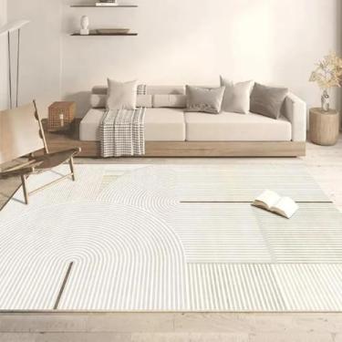 Imagem de Tapete decorativo branco de estilo simples para sala de estar, luxuoso, quarto, fácil de limpar, tapete para mesa de centro (capacho de porta de 60x90 cm/flanela - 3)