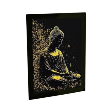 Imagem de Quadro Decorativo Religioso Buda Ilustração Dark Amarelo Decoração Poster Quarto Sala