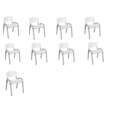 Imagem de Kit 9 Cadeira Iso Infantil Creche, Escola Base Cinza Branco