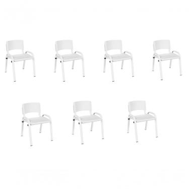 Imagem de Kit 7 Cadeira Iso Infantil Creche, Escola Base Branco Branco