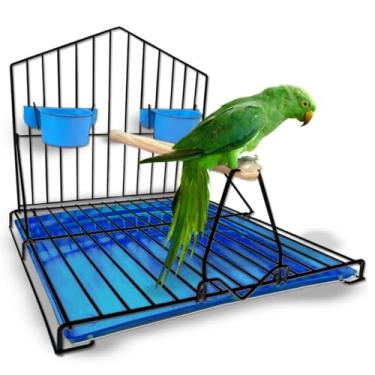 Imagem de Gaiola para papagaios Habitat para pássaros (PRETO-AZUL)