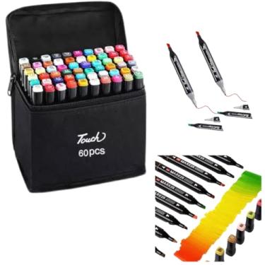Imagem de Caneta Marcadora Marcador Touch Canetinhas Coloridas Ponta Dupla Canetinhas para pintar Livro de Colorir (60 Cores)