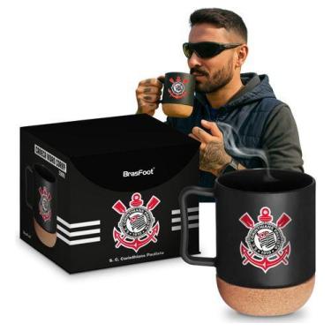 Imagem de Caneca De Vidro Cork 350ml Com Base De Rolha Corinthians - brasfoot, P