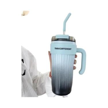 Imagem de Garrafa Térmica De Aço Inoxidável De Grande Capacidade Com Canudo E Al