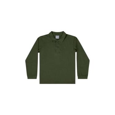 Imagem de Camisa Polo Manga Longa Básica para Menino Quimby, Verde, 14