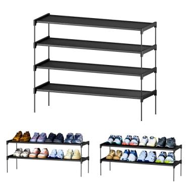 Imagem de ZYLO Sapateira infantil – (4) prateleiras premium não tecidas, 81 cm de largura, cabe até 16 a 20 pares de sapatos – 4 prateleiras ou (2) 2 prateleiras, organizador de sapatos para quarto ou armário