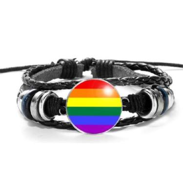Imagem de Pulseira Bandeira do Orgulho Gay Pride Cores do Arco Íris LGBT Unissex