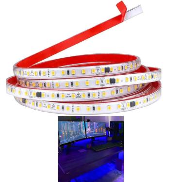 Imagem de Fita Led SMD Dupla Face 3 Metros Iluminaçao Azul Perfil Sanca Gesso Decoraçao Luz Direta Gamer