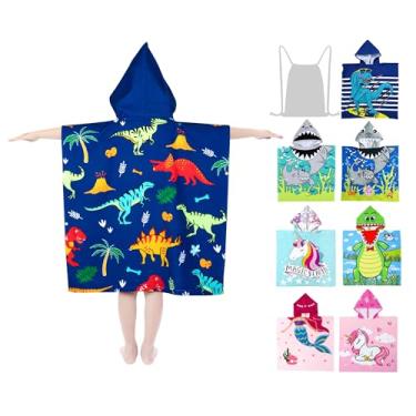 Imagem de growell Toalhas de praia infantis com capuz - Toalha de banho infantil para meninas e meninos para crianças de 4 a 10 anos, toalhas de piscina, secagem rápida, poncho de microfibra macia leve 76 x 76
