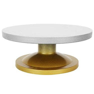 Imagem de Ymiko Suporte de Rotação de Bolo, Perfil de PVC PERGORATE TWORTABLE PERTULAÇÃO PERGUNTA BOLA TIVELHA COM (Tabela rotativa de aço de plástico prateado 30cm)