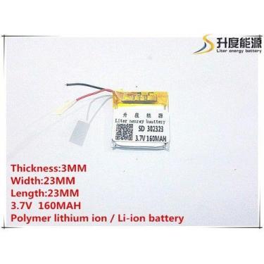 Imagem de Bateria 3,7v   23mm X 23mm X 3mm  Com 160mah  E 2 Fios - bgb