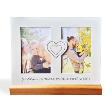Imagem de Geguton – Porta Retrato Duplo 10x15cm Tema Filho – Design Sofisticado em Madeira e Metal – Perfeito para Fotos de Família e Momentos Especiais