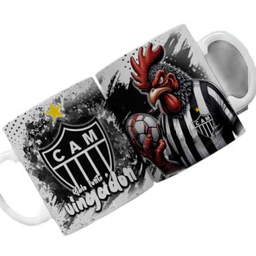 Imagem de Caneca Atlético Mineiro, Design Mascote Galo, Estilo Graffiti em Preto e Branco