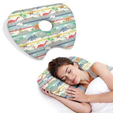 Imagem de BVOKQUC Travesseiro de piercing de orelha para dormir de lado, travesseiros com furos para dor de ouvido, travesseiro de donut para adultos, CNH, alívio de dor de ouvido, almofada de pressão e