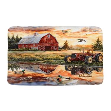 Imagem de VPUPCN Tapete de banheiro rústico vintage trator caminhão campestre cabana pato fazenda ocidental microfibra espuma viscoelástica tapete de banheiro capacho cozinha vaso sanitário, 48 x 75 centímetros