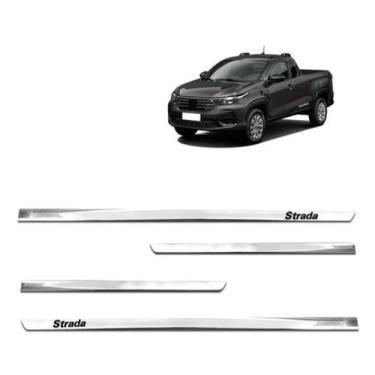Imagem de Friso Lateral Inferior Strada 2021 2022 2023 Kit Slim Cromado Espelhad
