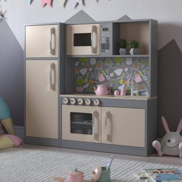 Imagem de Cozinha Brinquedo Infantil Com Refrigerador Lima Cinza