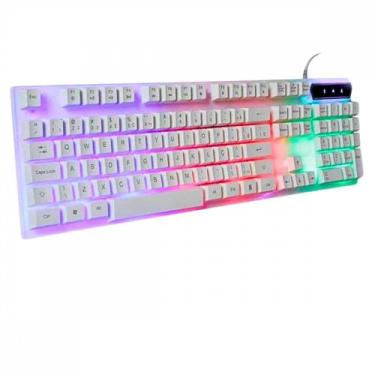 Imagem de Teclado Gamer Branco Semi Mecânico LED RGB Kapbom KA-667, Branco