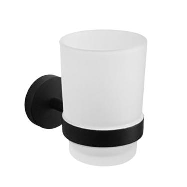Imagem de Anel de toalha de parede de aço inoxidável preto fosco, gancho único, suporte para papel higiênico, saboneteira para banheira, acessórios para banheiro (porta-copos)